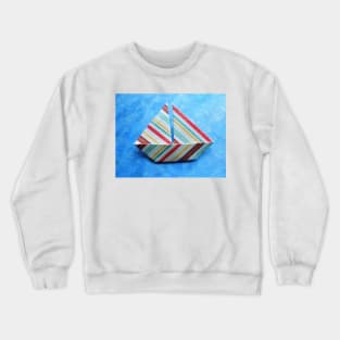 Striped origami sailboat Crewneck Sweatshirt